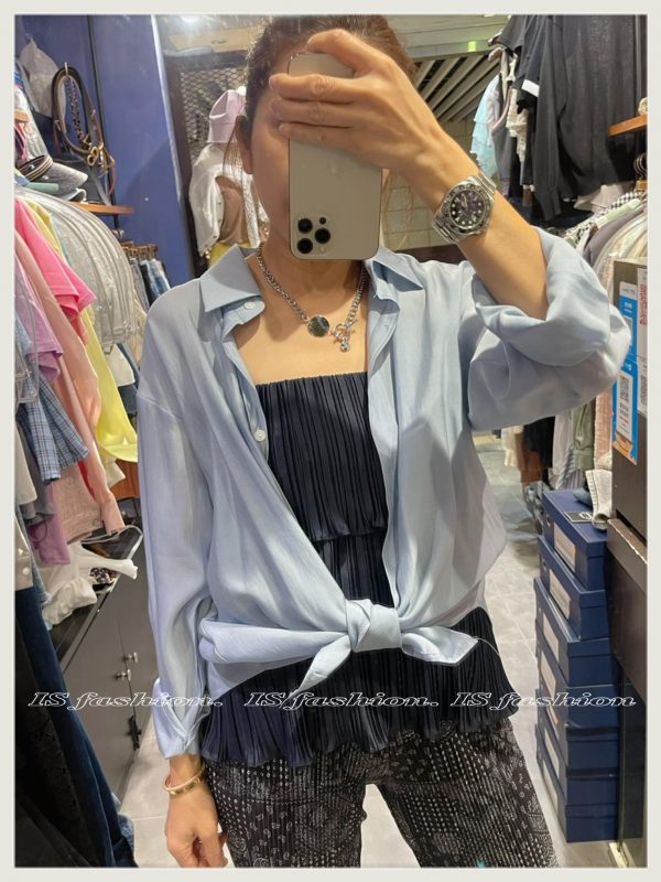 薄絲質料恤衫（粉藍）